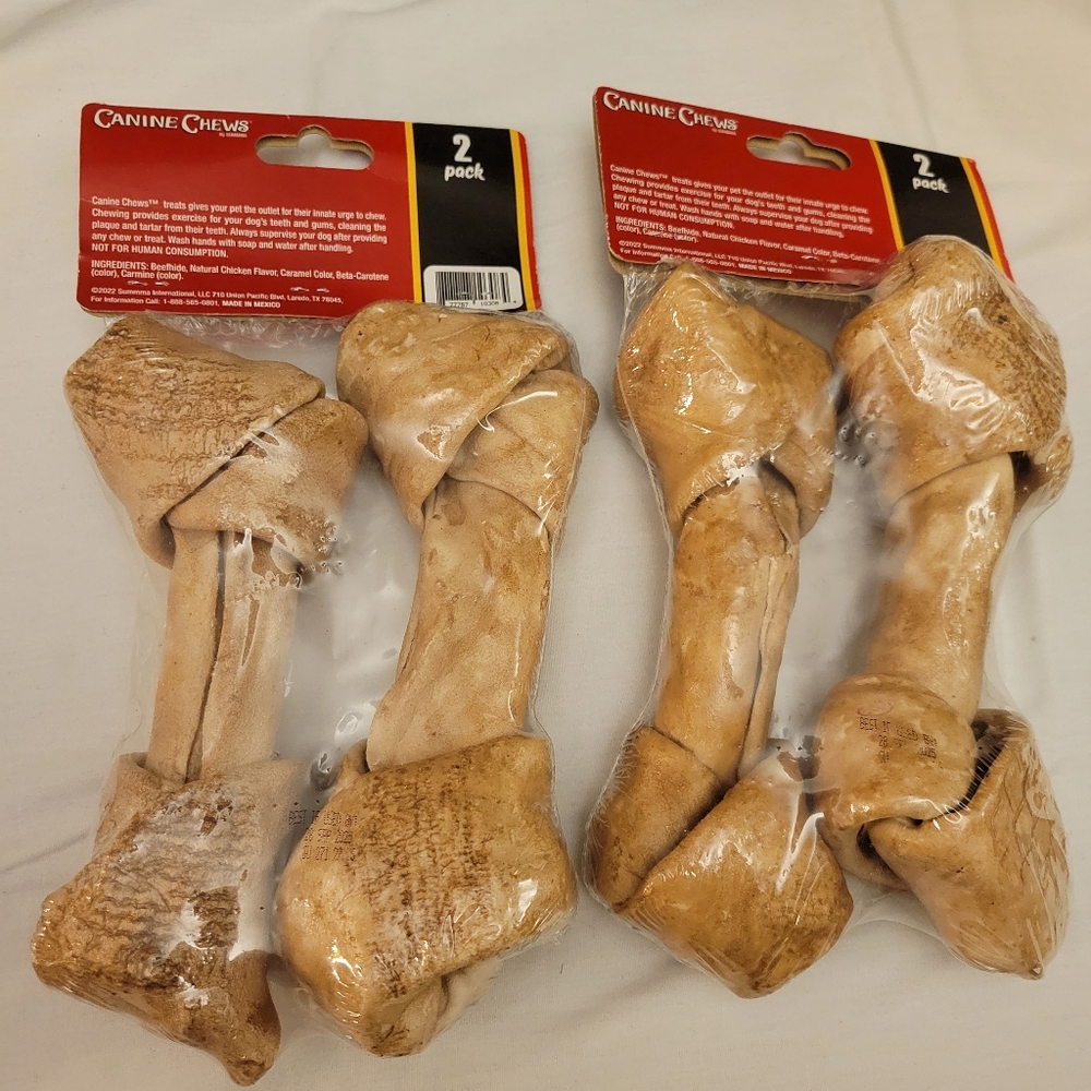 Canine Chews Chicken'Flavored Beefhide Bones Dog Treats 2 Pack 17 inches